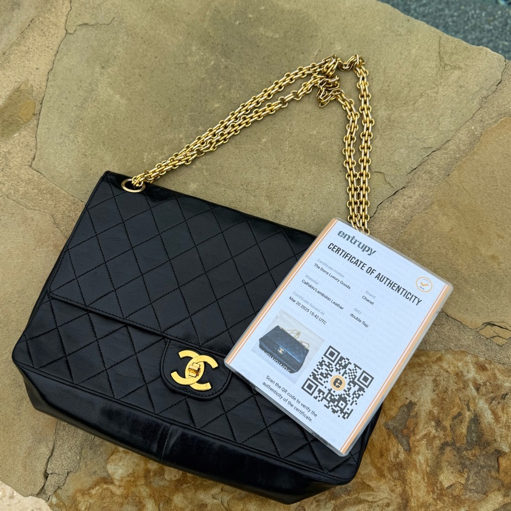 Vintage Chanel Med Double Flap Lambskin 24k Gold Plated Hardware, Reissue Chain